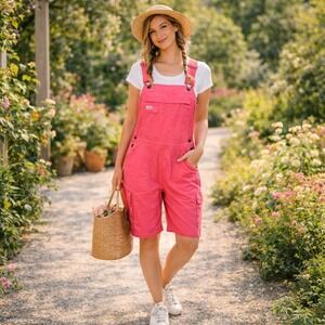 Duluth Trading Co Pink Heirloom Gardening Short Overalls XS NWT Utility Workwear